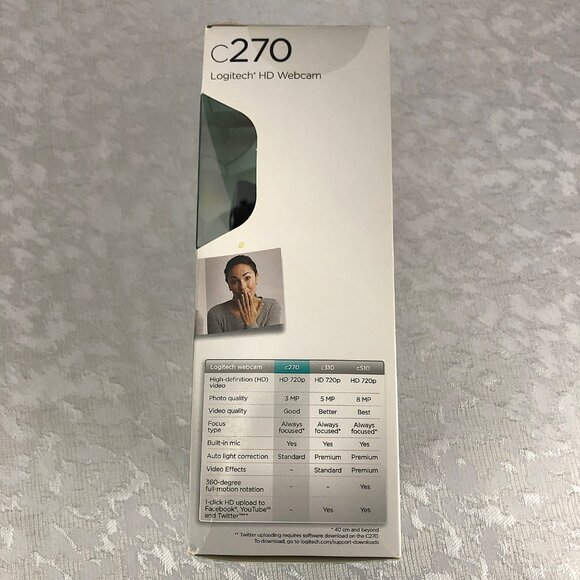 Logitech C270 HD Webcam for Video Calling & Photo Capture w/Built-in Mic USB 2.0 - Picture 6 of 12